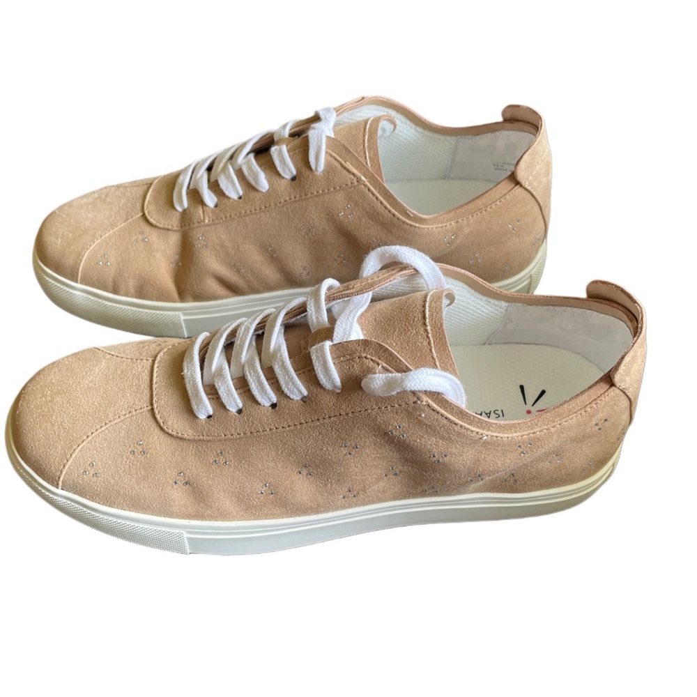 Isaac Mizrahi Live Sneakers Women's 9.5 Brown Fawn Rhinestones Faux Suede - Picture 3 of 6